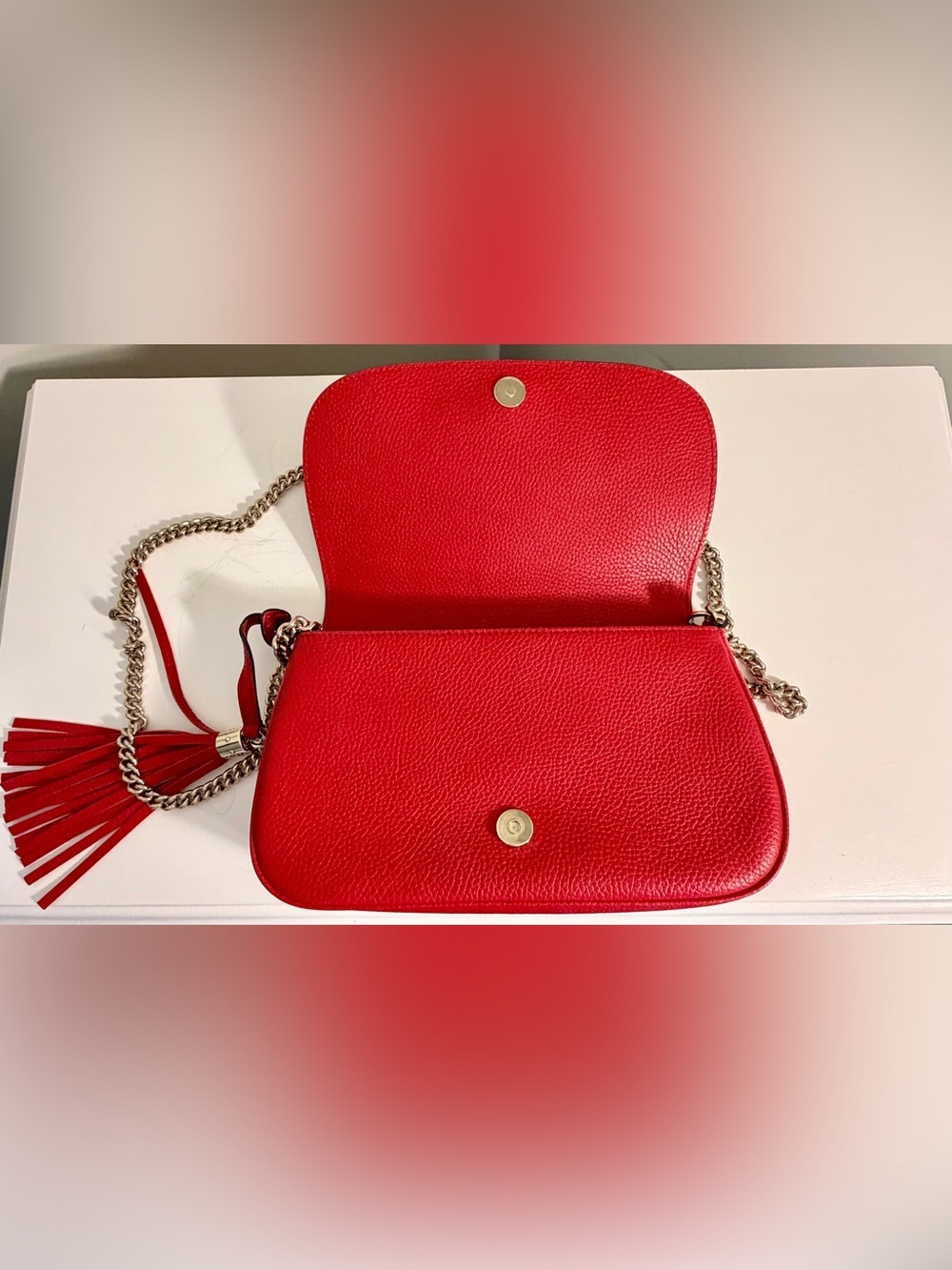 Authentic Gucci Red Soho Leather Shoulder Bag- ❤️*Pristine New Condition*❤️ - Picture 11 of 14